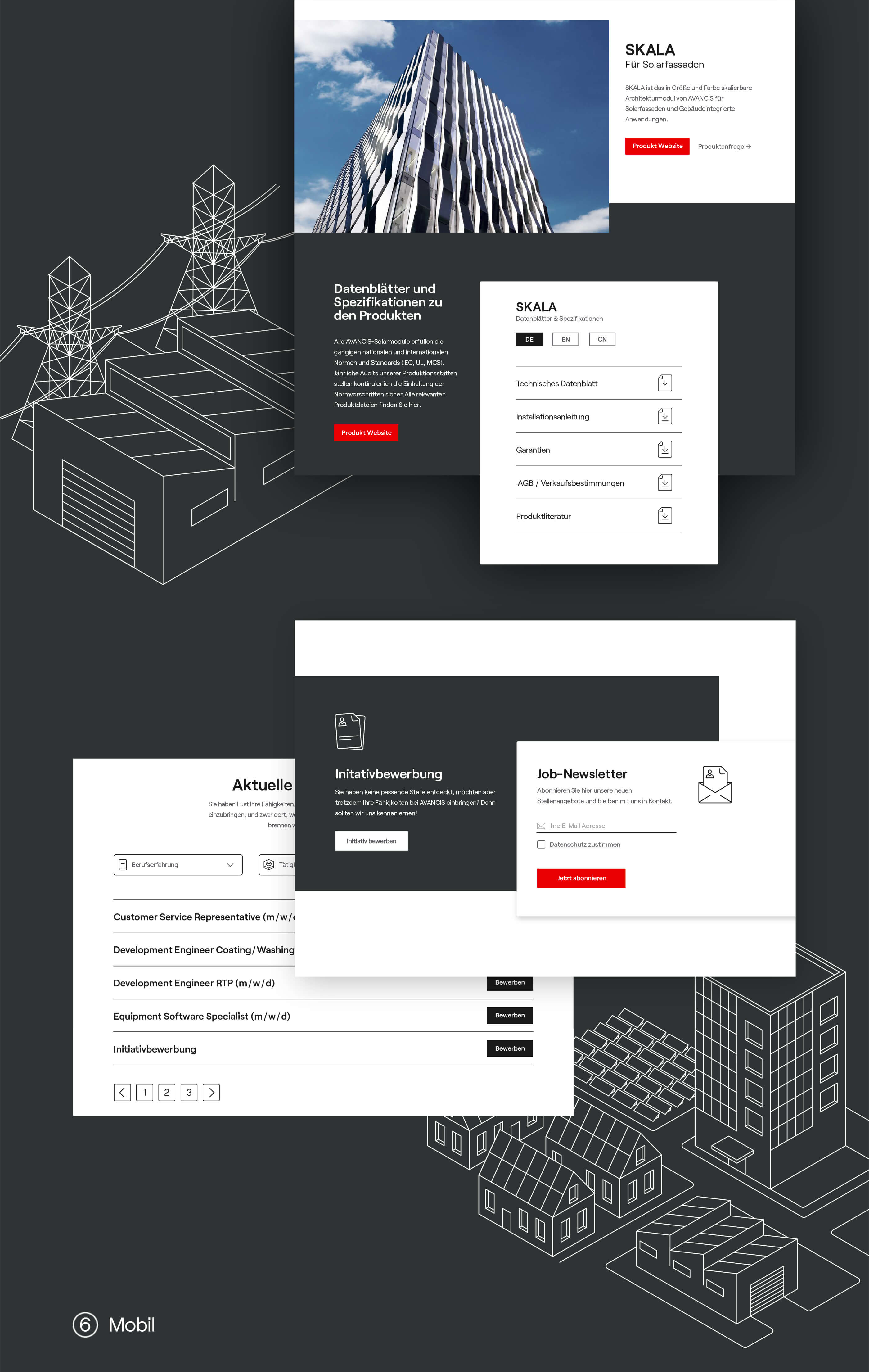 Detailed images of the project Avancis Website.